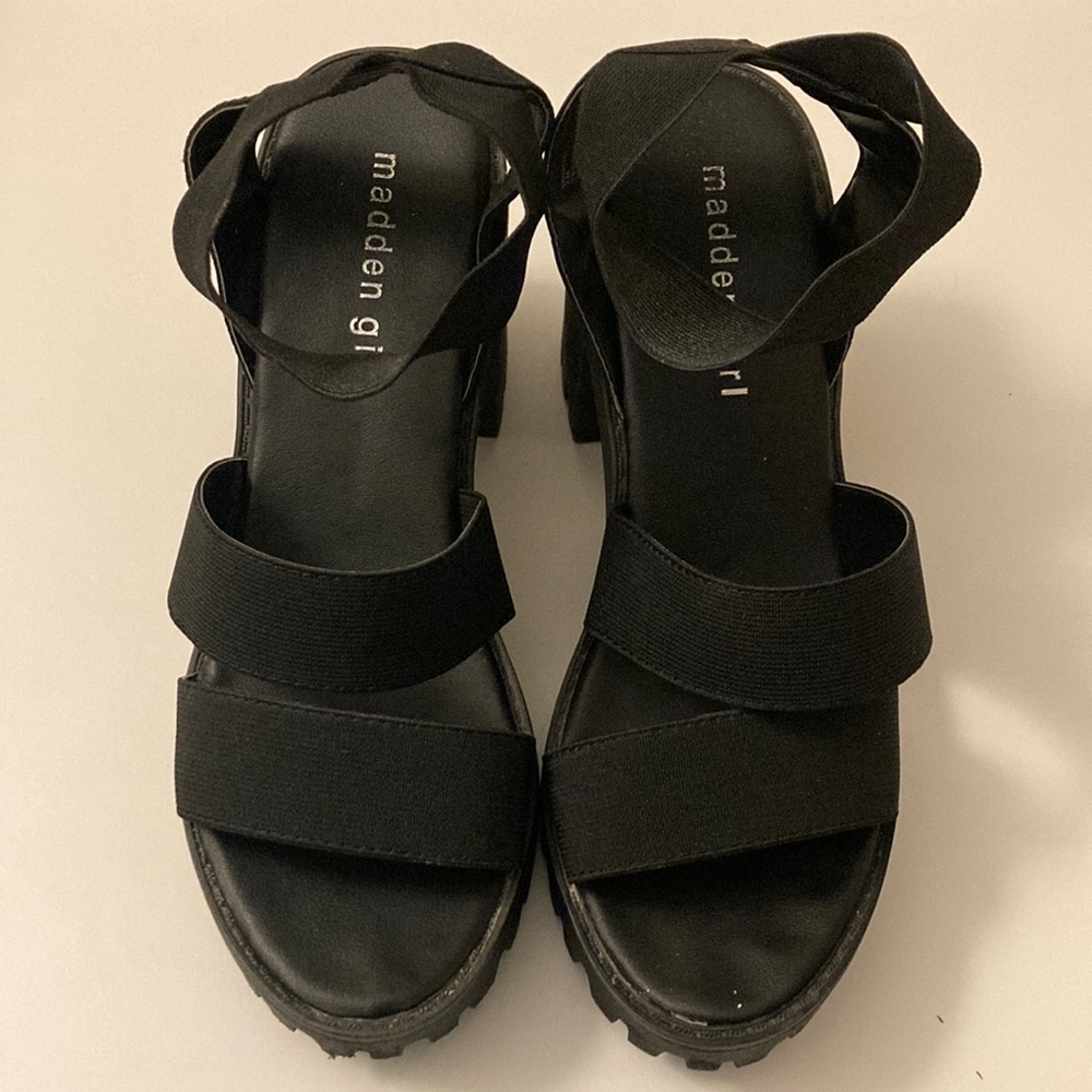 Madden Girl Black Lug Sole Sandals